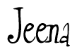 The image is of the word Jeena stylized in a cursive script.
