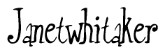The image is a stylized text or script that reads 'Janetwhitaker' in a cursive or calligraphic font.