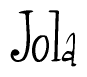 The image is of the word Jola stylized in a cursive script.