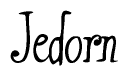 The image is of the word Jedorn stylized in a cursive script.