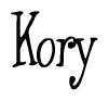 The image is of the word Kory stylized in a cursive script.