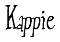 The image is of the word Kappie stylized in a cursive script.