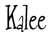 The image contains the word 'Kalee' written in a cursive, stylized font.