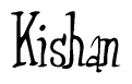 The image is of the word Kishan stylized in a cursive script.