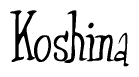 The image is a stylized text or script that reads 'Koshina' in a cursive or calligraphic font.