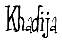 The image contains the word 'Khadija' written in a cursive, stylized font.