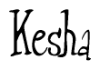 The image contains the word 'Kesha' written in a cursive, stylized font.