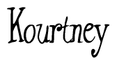 The image is a stylized text or script that reads 'Kourtney' in a cursive or calligraphic font.