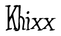 The image is a stylized text or script that reads 'Khixx' in a cursive or calligraphic font.