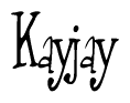 The image contains the word 'Kayjay' written in a cursive, stylized font.