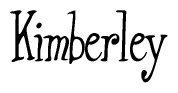 The image is of the word Kimberley stylized in a cursive script.
