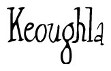 The image is a stylized text or script that reads 'Keoughla' in a cursive or calligraphic font.