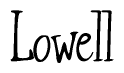 The image contains the word 'Lowell' written in a cursive, stylized font.