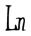 The image is a stylized text or script that reads 'Ln' in a cursive or calligraphic font.