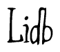The image is a stylized text or script that reads 'Lidb' in a cursive or calligraphic font.