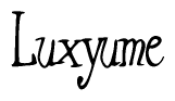 The image is a stylized text or script that reads 'Luxyume' in a cursive or calligraphic font.