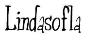 The image is a stylized text or script that reads 'Lindasofla' in a cursive or calligraphic font.