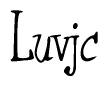 The image is a stylized text or script that reads 'Luvjc' in a cursive or calligraphic font.