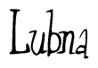 The image contains the word 'Lubna' written in a cursive, stylized font.