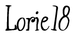 The image is of the word Lorie18 stylized in a cursive script.