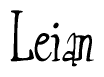 The image contains the word 'Leian' written in a cursive, stylized font.