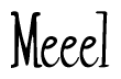 The image contains the word 'Meeel' written in a cursive, stylized font.