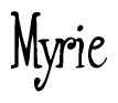The image is of the word Myrie stylized in a cursive script.