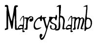 The image contains the word 'Marcyshamb' written in a cursive, stylized font.