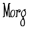 The image is a stylized text or script that reads 'Morg' in a cursive or calligraphic font.