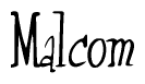 The image is a stylized text or script that reads 'Malcom' in a cursive or calligraphic font.