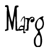 The image is of the word Marg stylized in a cursive script.