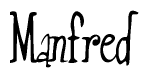 The image contains the word 'Manfred' written in a cursive, stylized font.