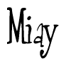 The image contains the word 'Miay' written in a cursive, stylized font.