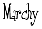 The image contains the word 'Marchy' written in a cursive, stylized font.
