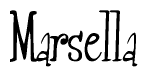The image is of the word Marsella stylized in a cursive script.