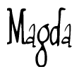 The image is of the word Magda stylized in a cursive script.