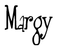 The image is a stylized text or script that reads 'Margy' in a cursive or calligraphic font.