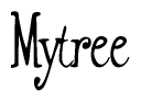 The image is of the word Mytree stylized in a cursive script.