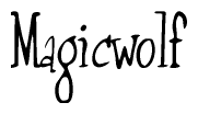 The image is a stylized text or script that reads 'Magicwolf' in a cursive or calligraphic font.