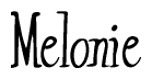 The image is of the word Melonie stylized in a cursive script.