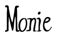 The image is of the word Monie stylized in a cursive script.
