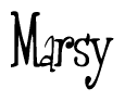 The image contains the word 'Marsy' written in a cursive, stylized font.