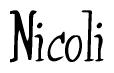 The image is a stylized text or script that reads 'Nicoli' in a cursive or calligraphic font.