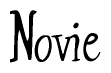 The image contains the word 'Novie' written in a cursive, stylized font.