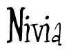 The image contains the word 'Nivia' written in a cursive, stylized font.