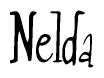 The image is of the word Nelda stylized in a cursive script.
