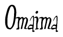 The image is of the word Omaima stylized in a cursive script.
