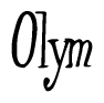 The image is of the word Olym stylized in a cursive script.
