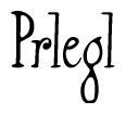The image is of the word Prlegl stylized in a cursive script.