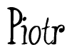 The image contains the word 'Piotr' written in a cursive, stylized font.